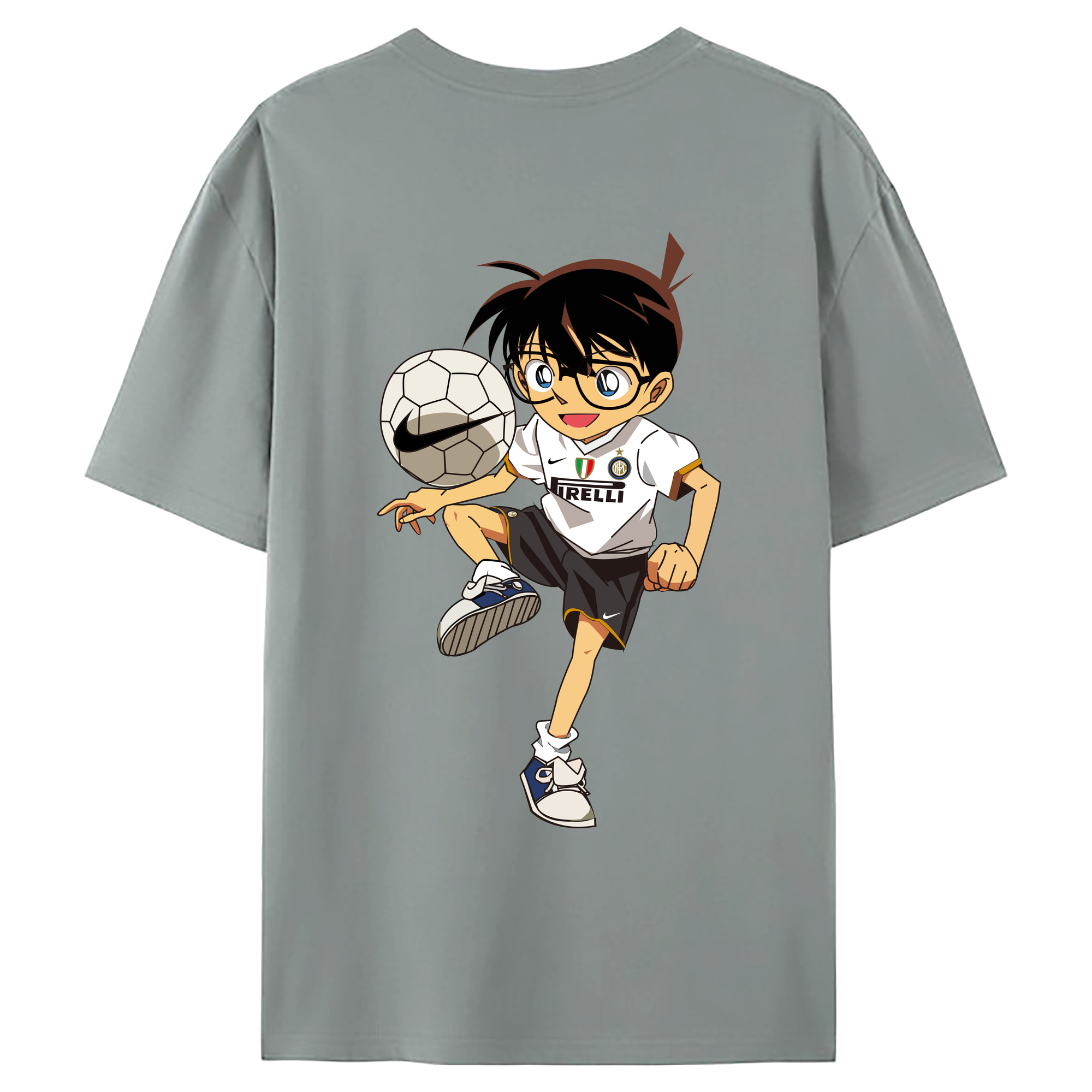 （画像用） 名探偵コナン 江戸川 コナン Detective Conan Conan Edogawa 綿100％ メンズ半袖Tシャツ（バックプリント） 通気性